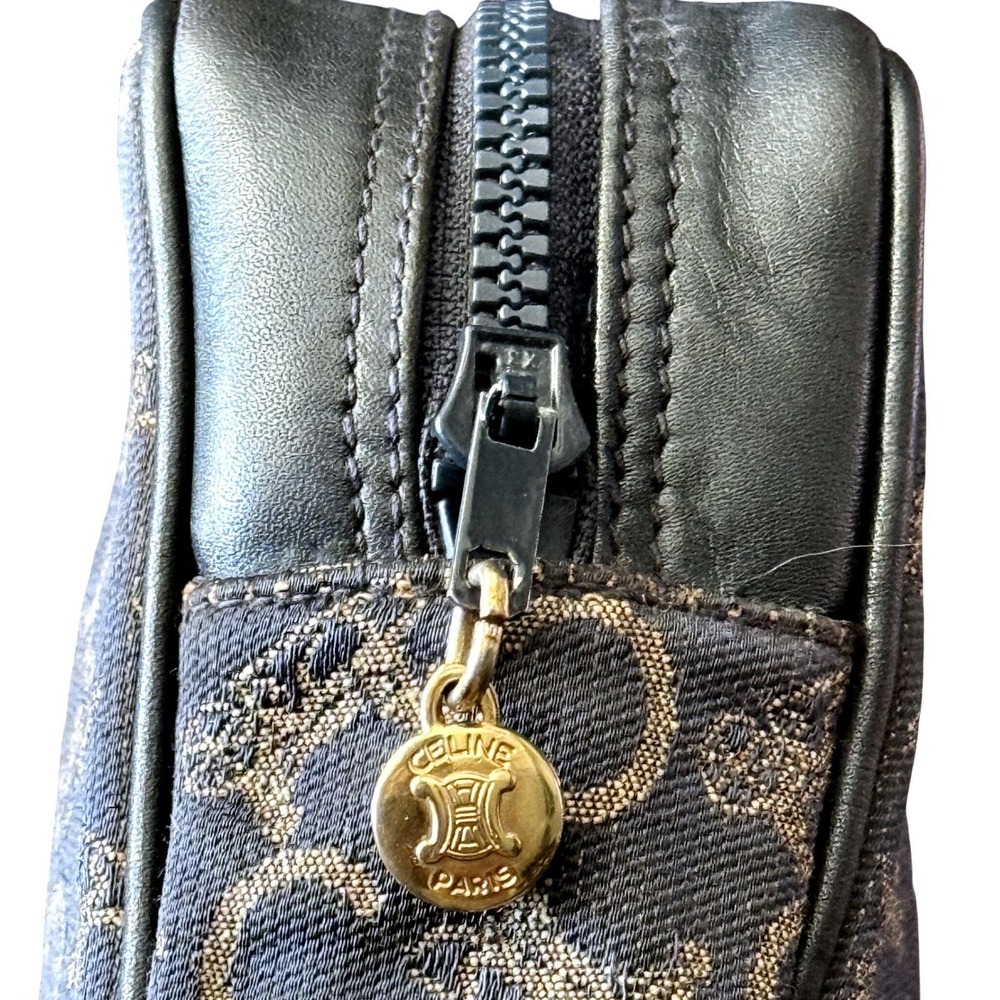Celine Paris C Sulky Monogram Toiletry Clutch Pouch Navy Blue Jacquard Leather - Picture 5 of 12
